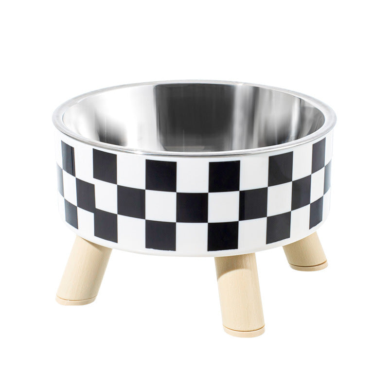 Polka Dot Stainless Steel Bowl For Pet Large Diameter Four Legs
