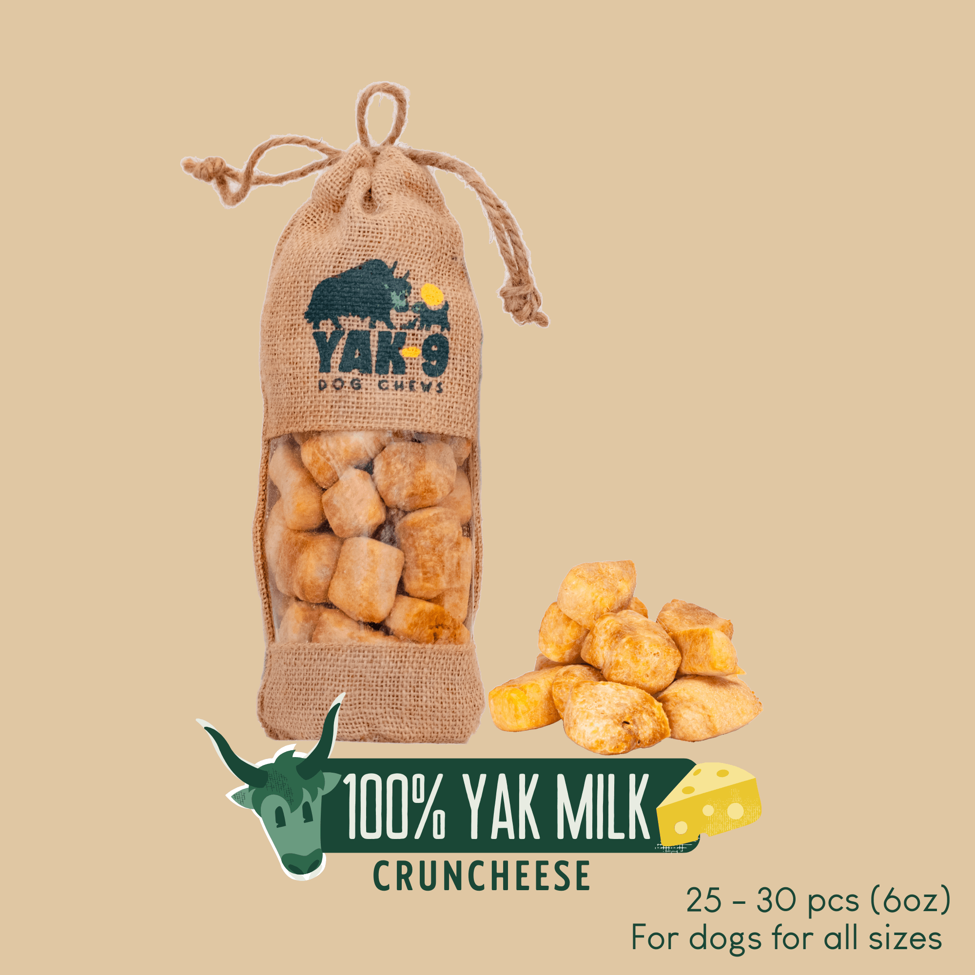 CrunCheese Yak Cheese Treats for Dogs - 6 oz