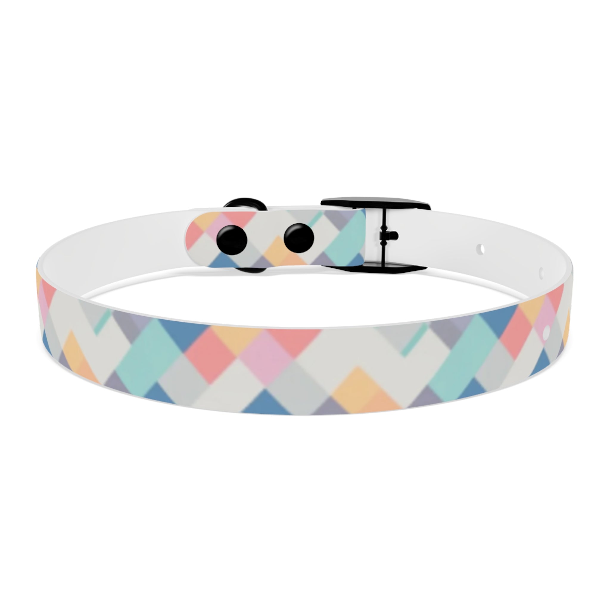 Pastel Pixel Weave in Diagonal Harmony - Pet Collar Pet Zen