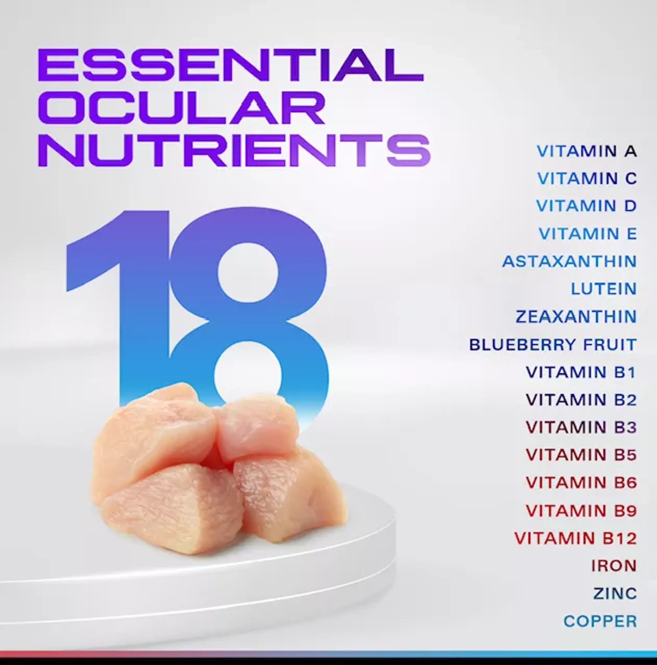 Pet Eyez Vitamin Treats Chicken Flavor for pets, 35-pack by The Fit Organization, shown in a colorful package.