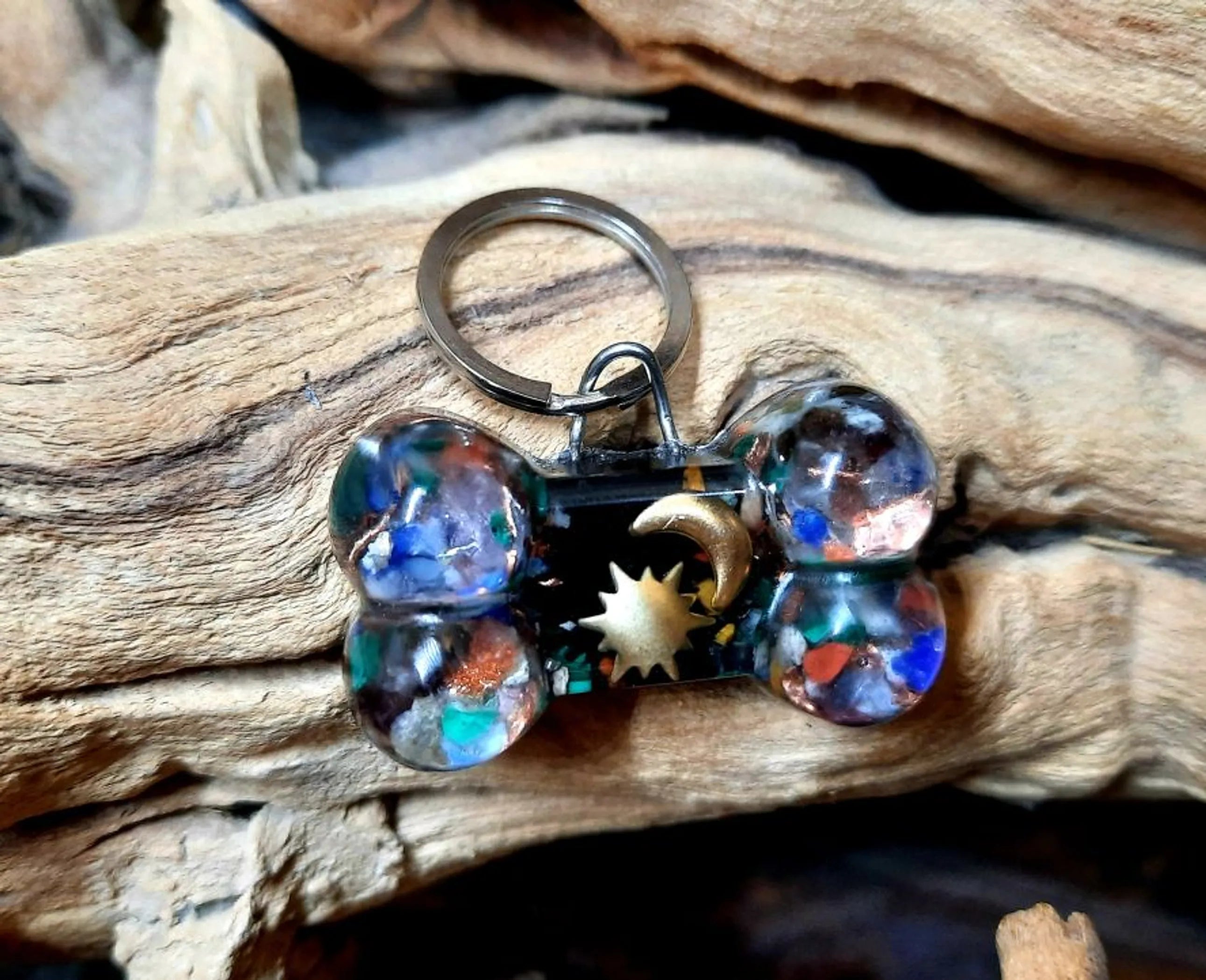 Secret Synergy Stones EMF 5G protection pet charm with pawprint design, collar charm for pets, eco-friendly gemstone jewelry