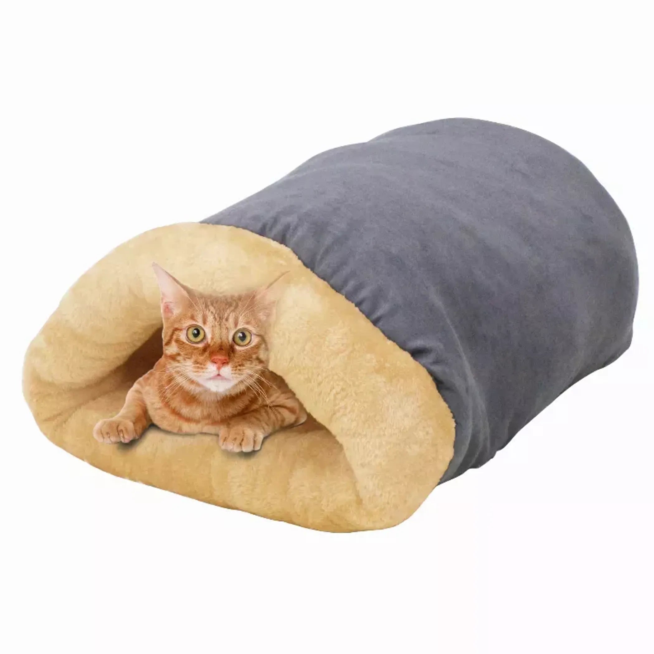 JESPET GOOPAWS 4-in-1 self-warming cat bed with cozy hideaway cave and plush interior for comfortable sleeping and cuddling.