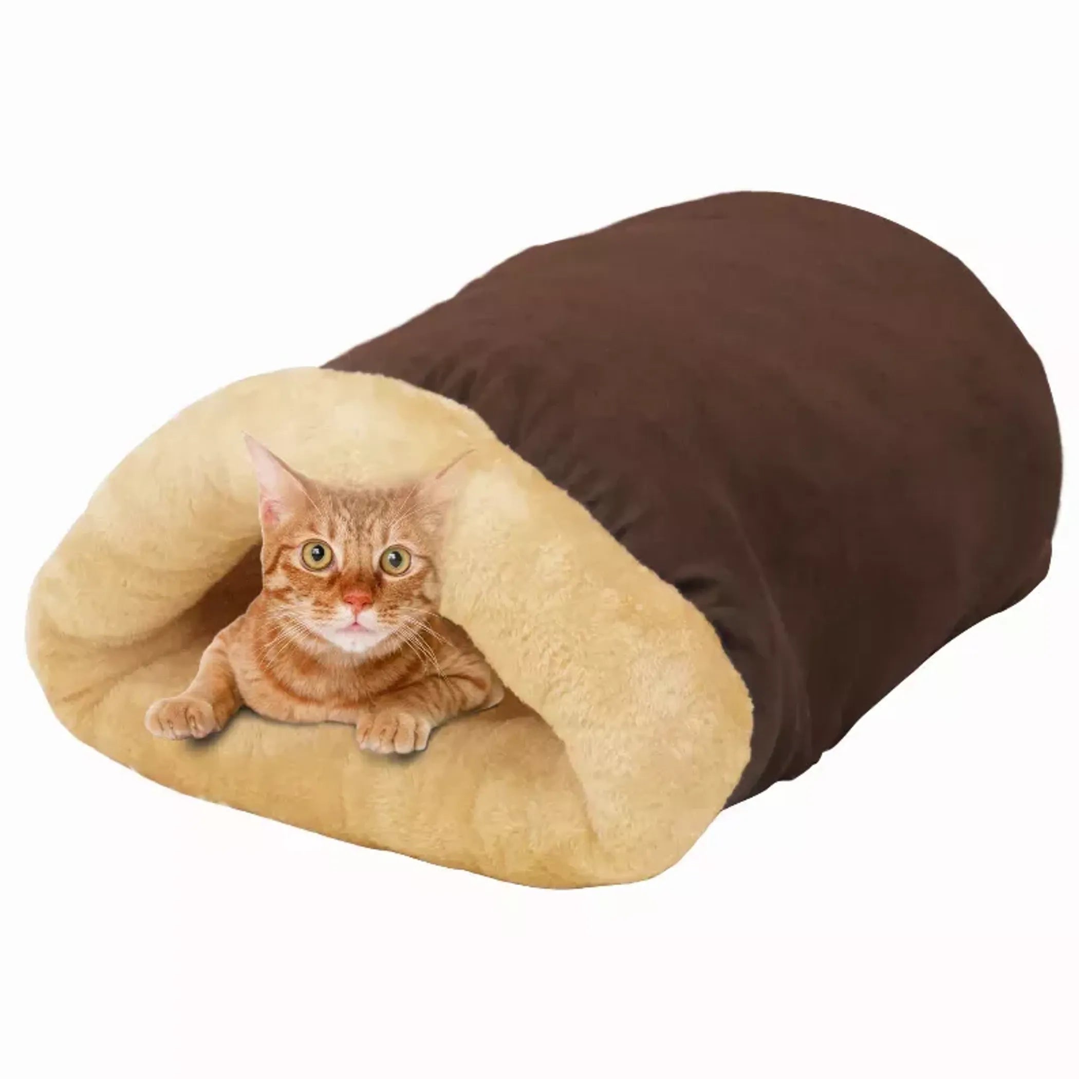 JESPET GOOPAWS 4-in-1 self-warming cat bed with cozy hideaway cave and plush interior for comfortable feline lounging.