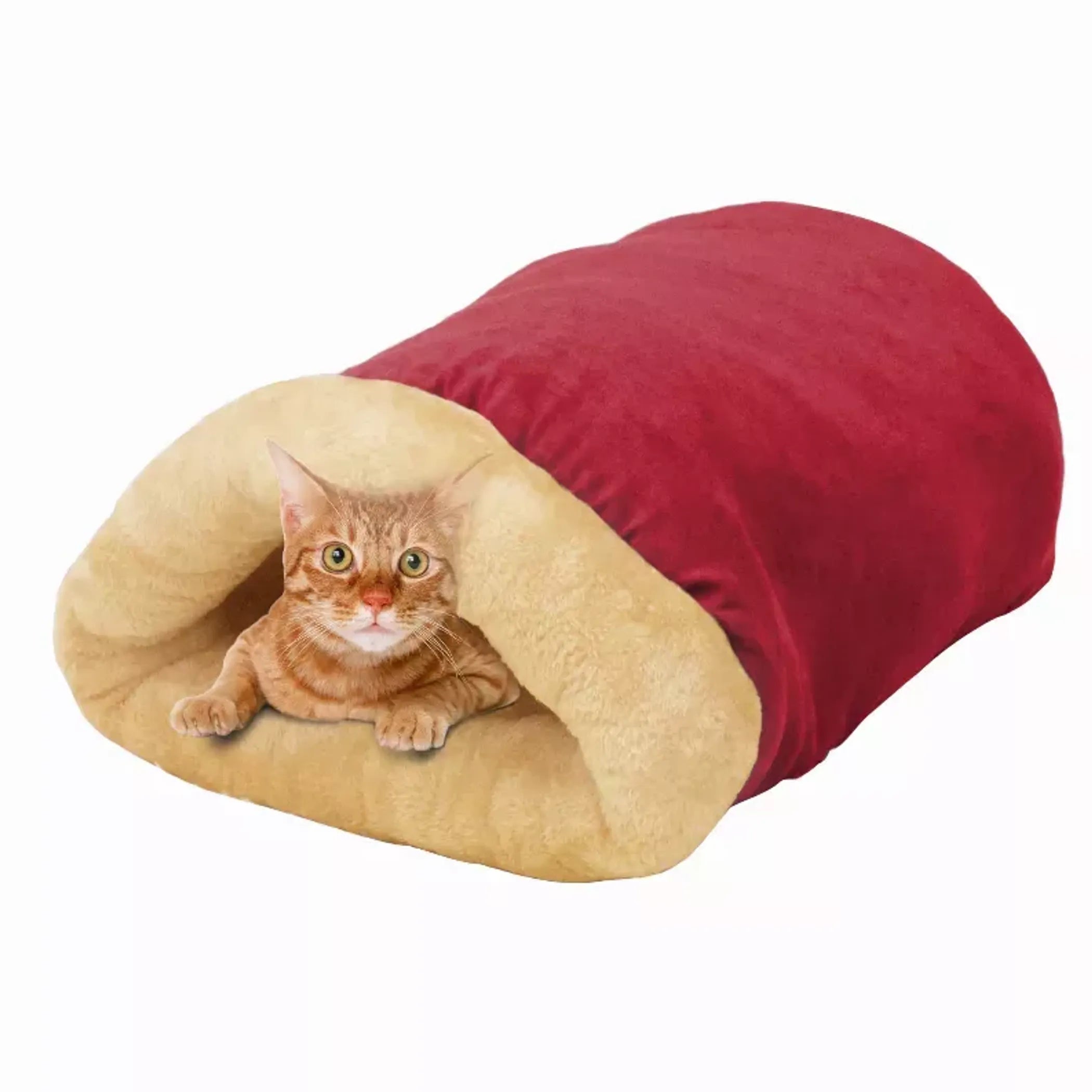 JESPET GOOPAWS 4-in-1 self-warming cat bed with cozy hideaway cave and cuddle space, ideal for pets' comfort.