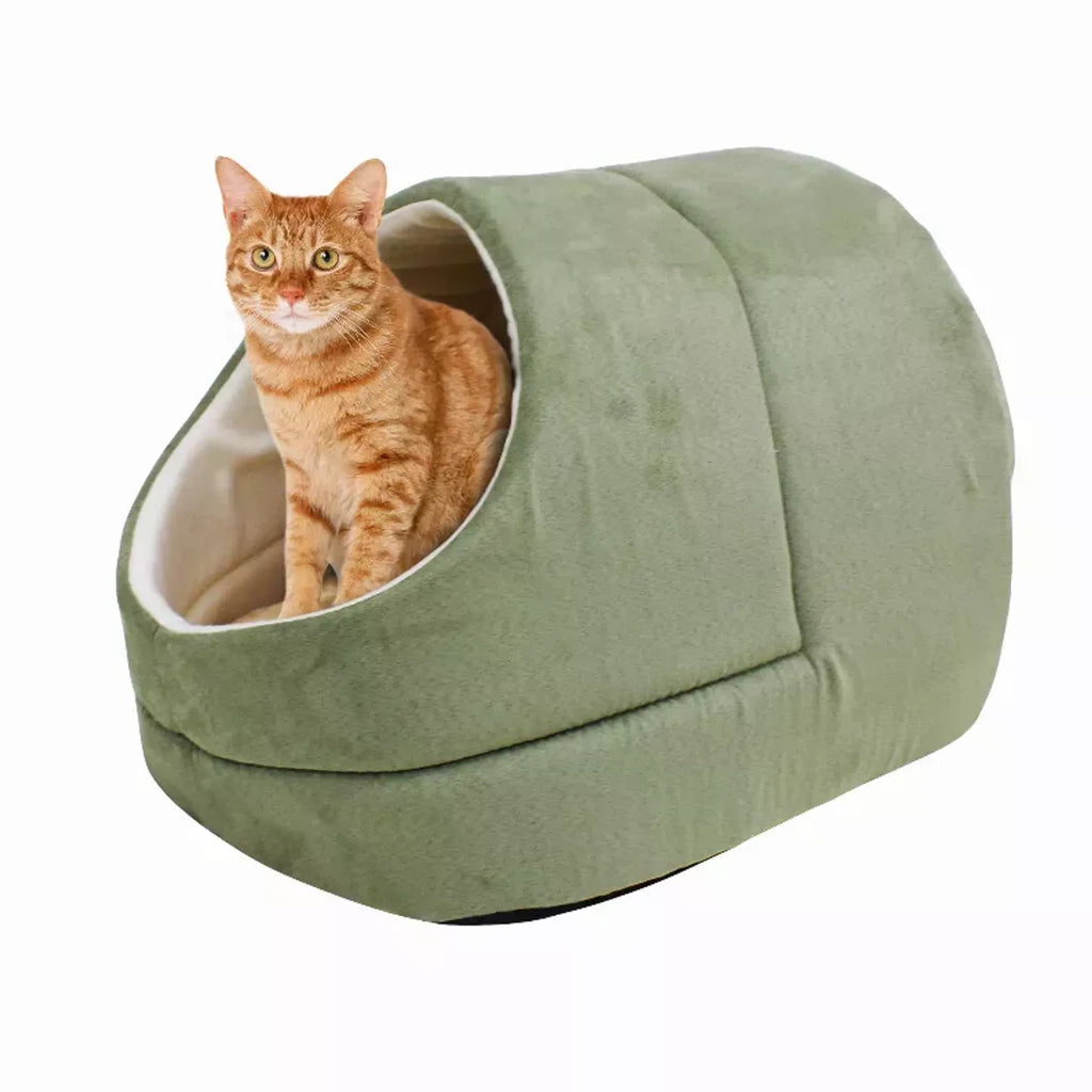 JESPET GOOPAWS Cat Cave Bed cozy warming burrow hideaway for cats, soft interior with plush fabric, perfect for comfortable naps.