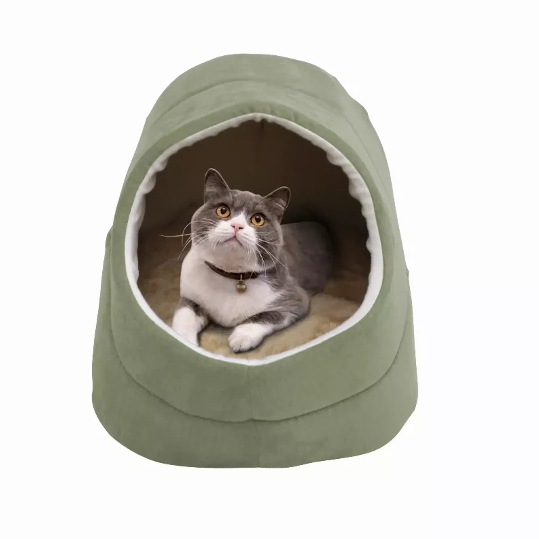 JESPET GOOPAWS cozy cat cave bed with warm, plush interior and hideaway design for comfortable feline resting.