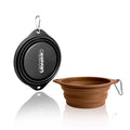 GDB GOOPAWS silicone non-skid travel cat and dog bowls, 2-pack, with black and brown colors, featuring textured non-slip bases.