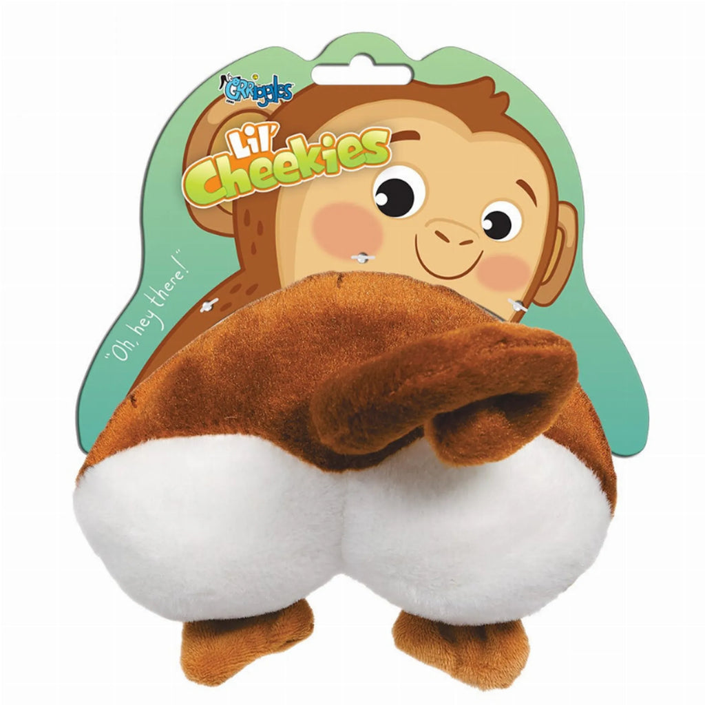 Soft plush Grriggles Lil' Cheekies Monkey stuffed toy with detailed features and a friendly face, perfect for cuddling.