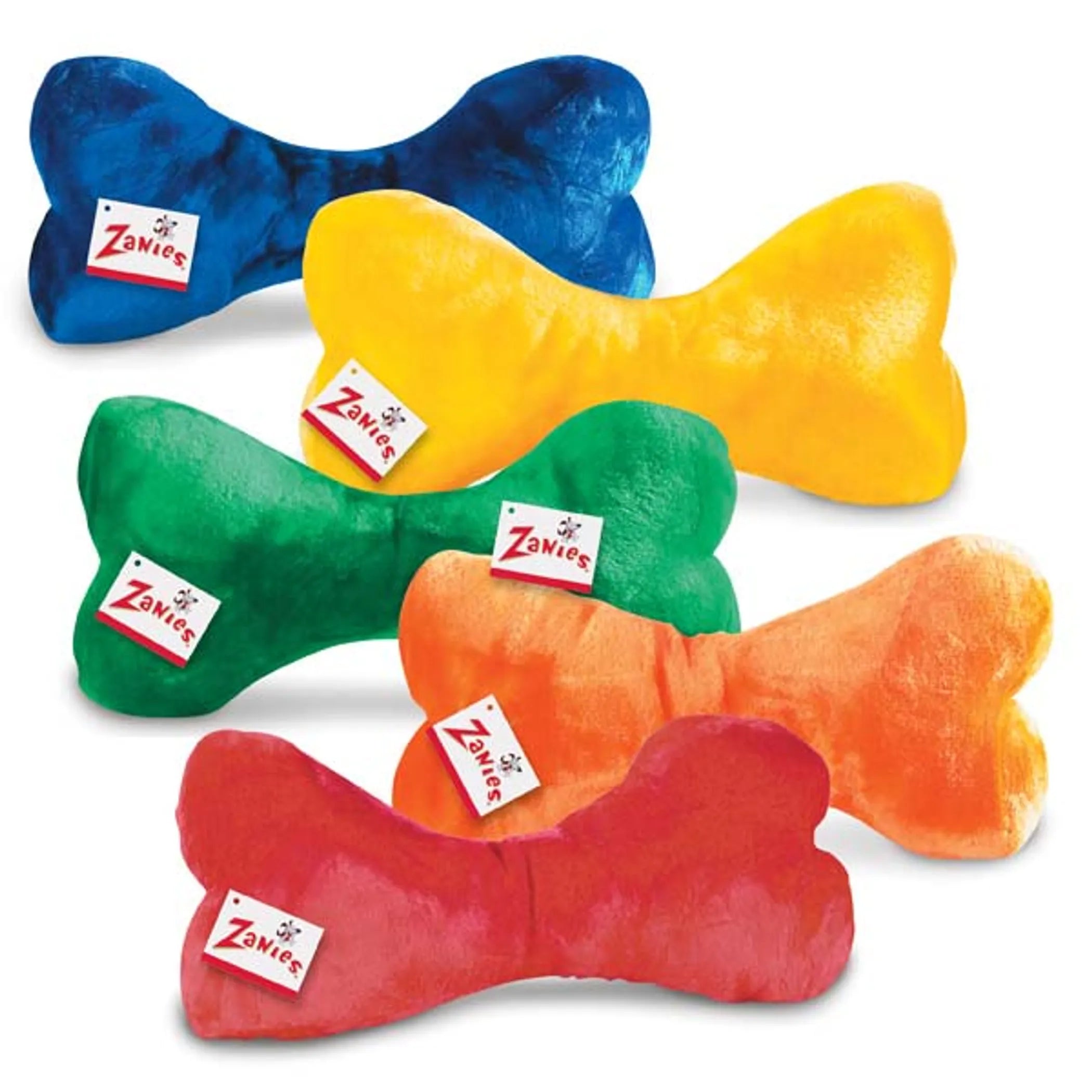 Zanies Mega Color Plush Bone Dog Toy, 16.5-inch stuffed plush chew toy in assorted colors for dogs.