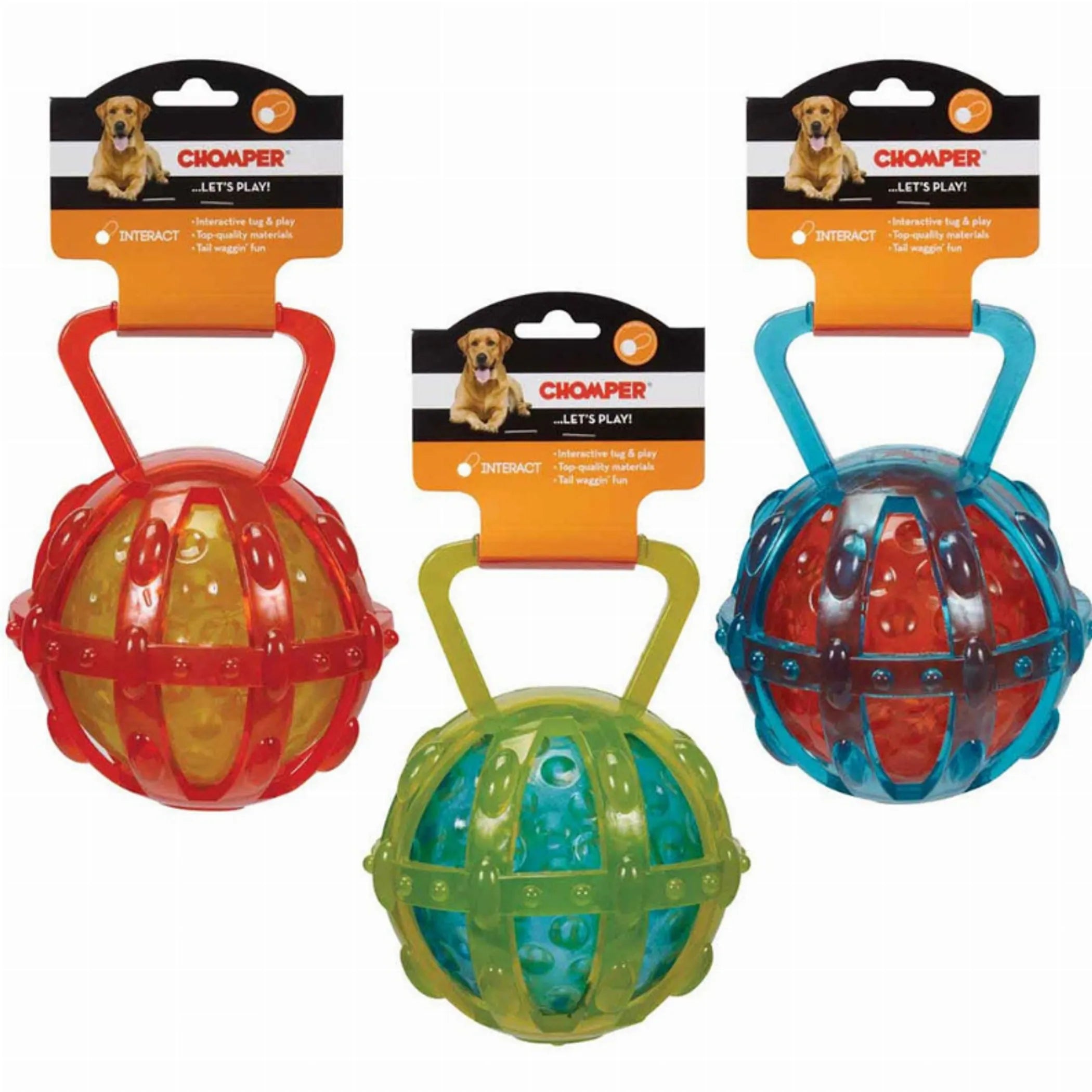 Chomper CHP TPR Rope Cage with Ball, transparent chew toy for dogs, featuring durable TPR material and a playful ball.
