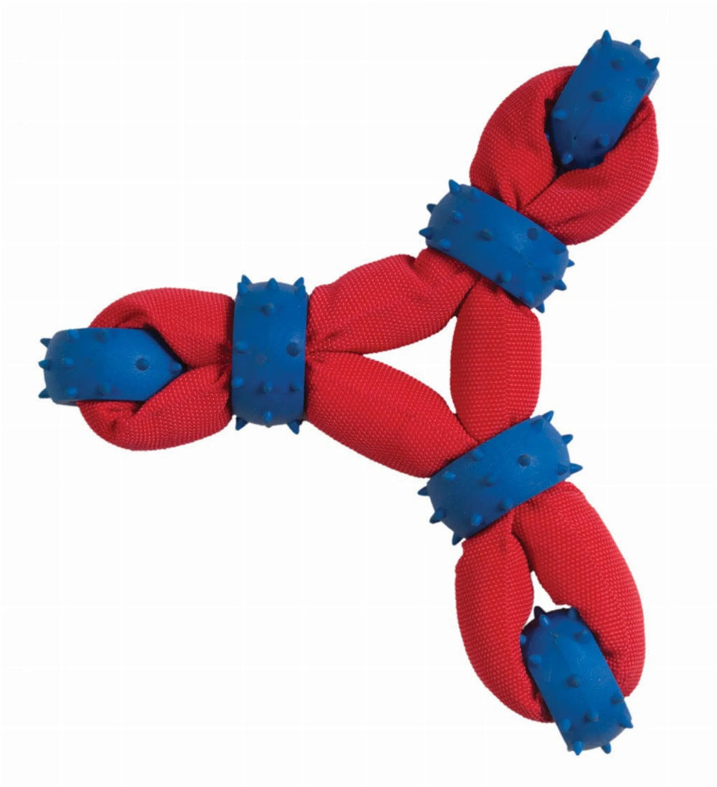 Chomper CHP Gladiator Tuff Nylon Triangle Dog Toy flying disc, durable chew toy for dogs, in bright nylon material.