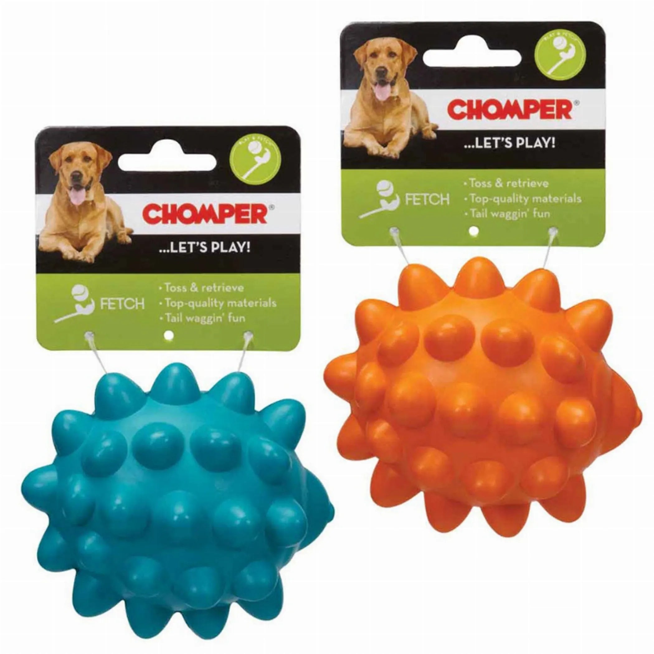 Chomper CHP Tail Waggers Rubber Hedgehog dog toy with textured rubber surface and colorful design for fetching and chewing activities.