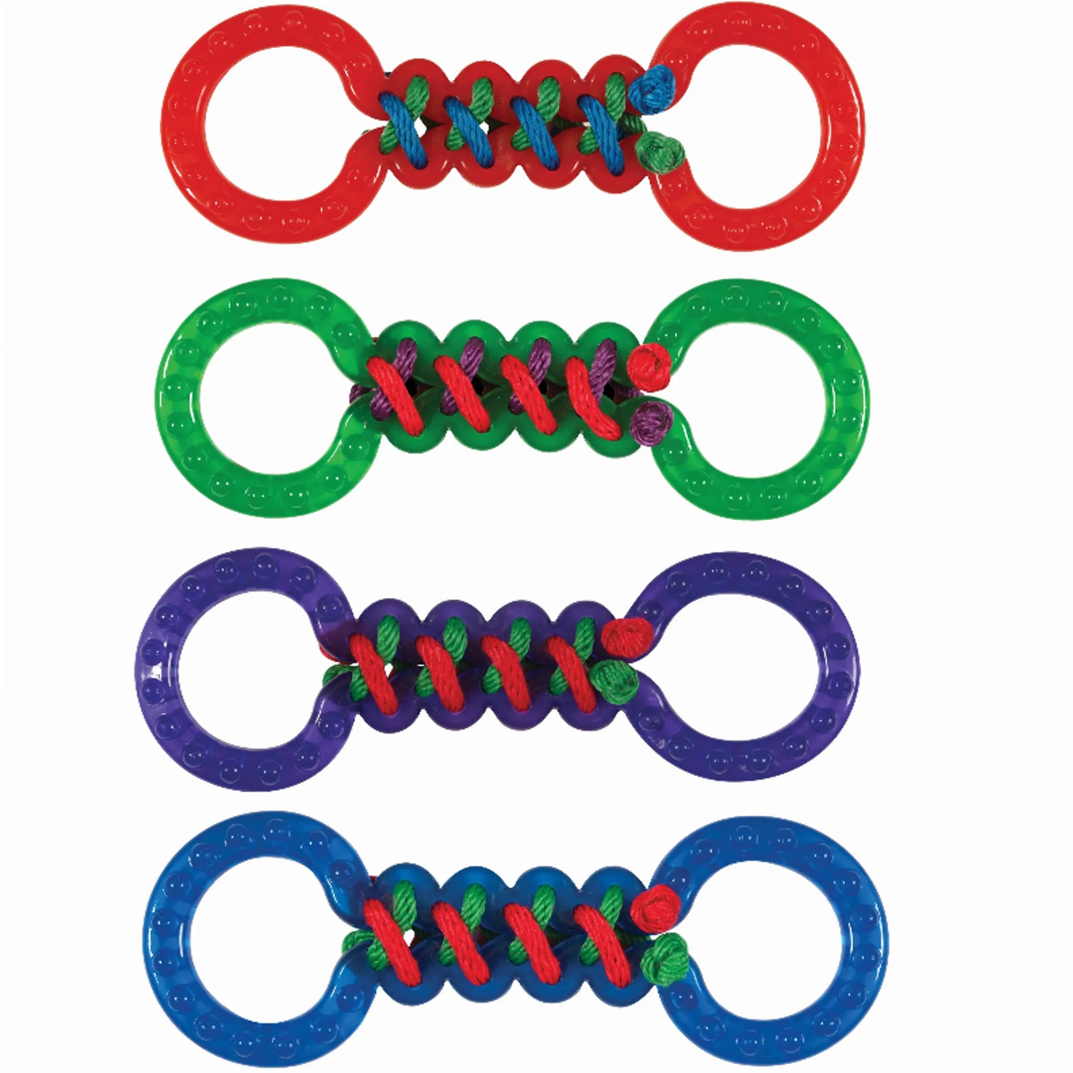 Chomper braided double tug dog toy made of durable rope, designed for interactive play and tugging sessions with dogs.