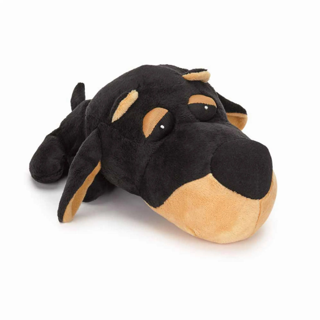 Digger's FatHedz Beagle dog plush squeaky toy from Brandywines Time, unstuffed dog toy with soft fabric and squeaker inside.