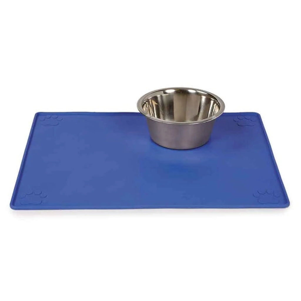 Prestige Pet Feeding Mat for Dogs and Cats, non-slip food mat in a neutral color, designed to keep bowls in place.