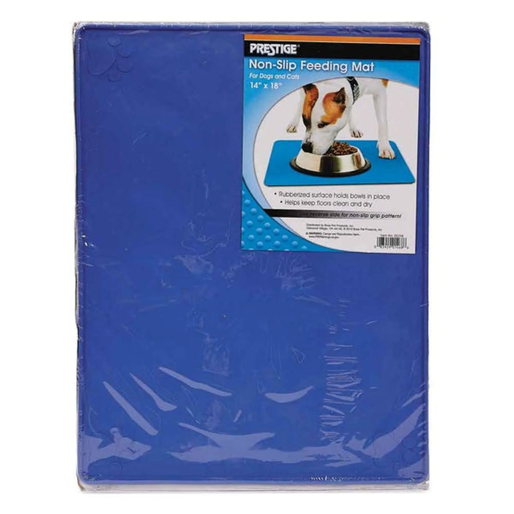 Prestige pet feeding mat for dogs and cats, non-slip food mat with colorful design, ideal for preventing mess during mealtime.