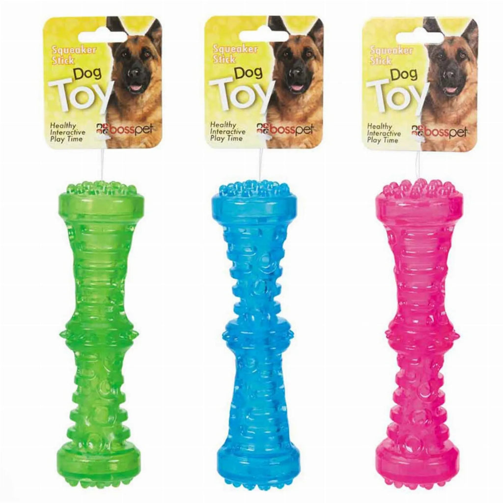 Boss Pet Products dog rope toy with squeaker for interactive play, featuring durable twisted rope design for dogs.