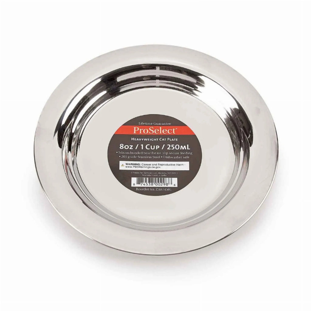 ProSelect heavy-duty cat feeding dish in durable material, featuring a wide, stable design for cats' food and water.