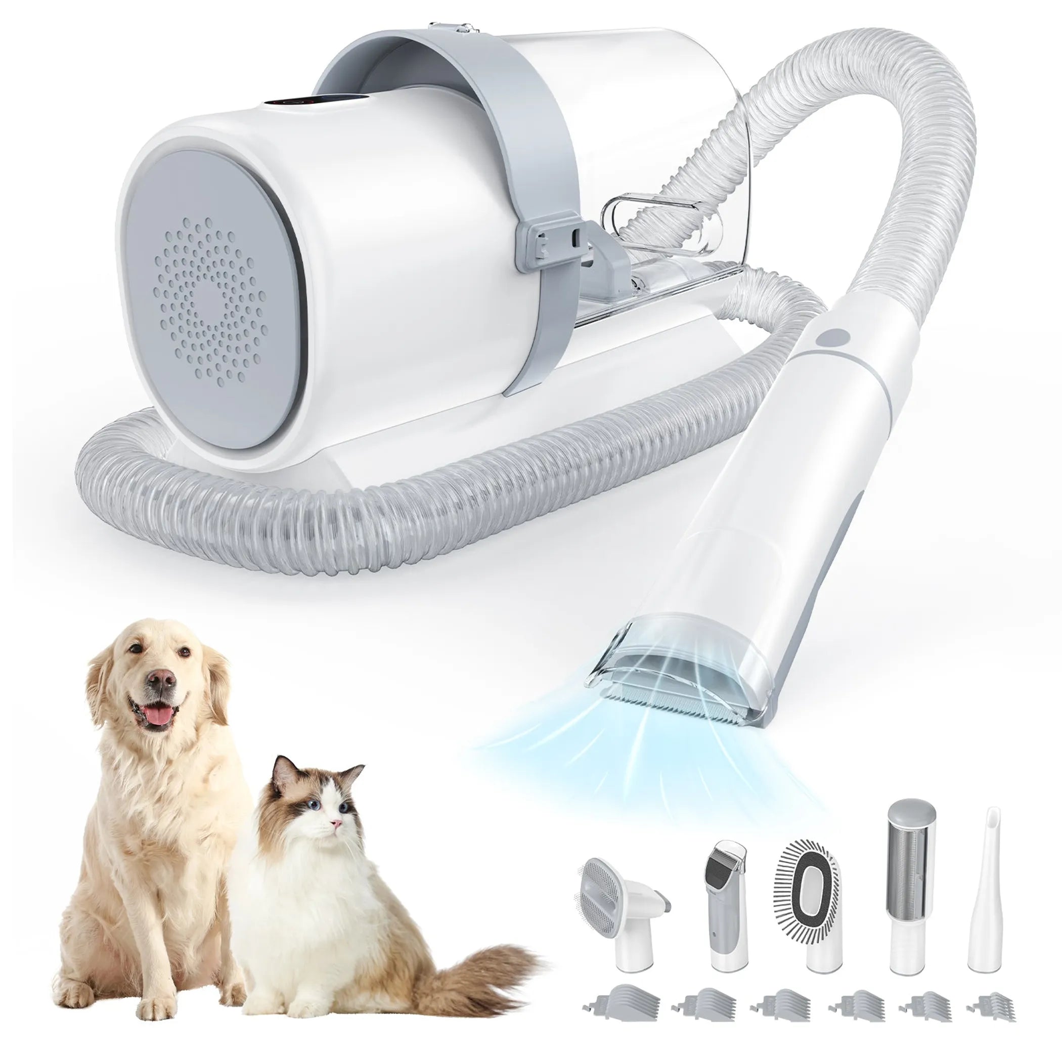 BlakHom professional pet grooming clippers with 2.5L cup and 3 suction modes, designed for efficient pet hair trimming.