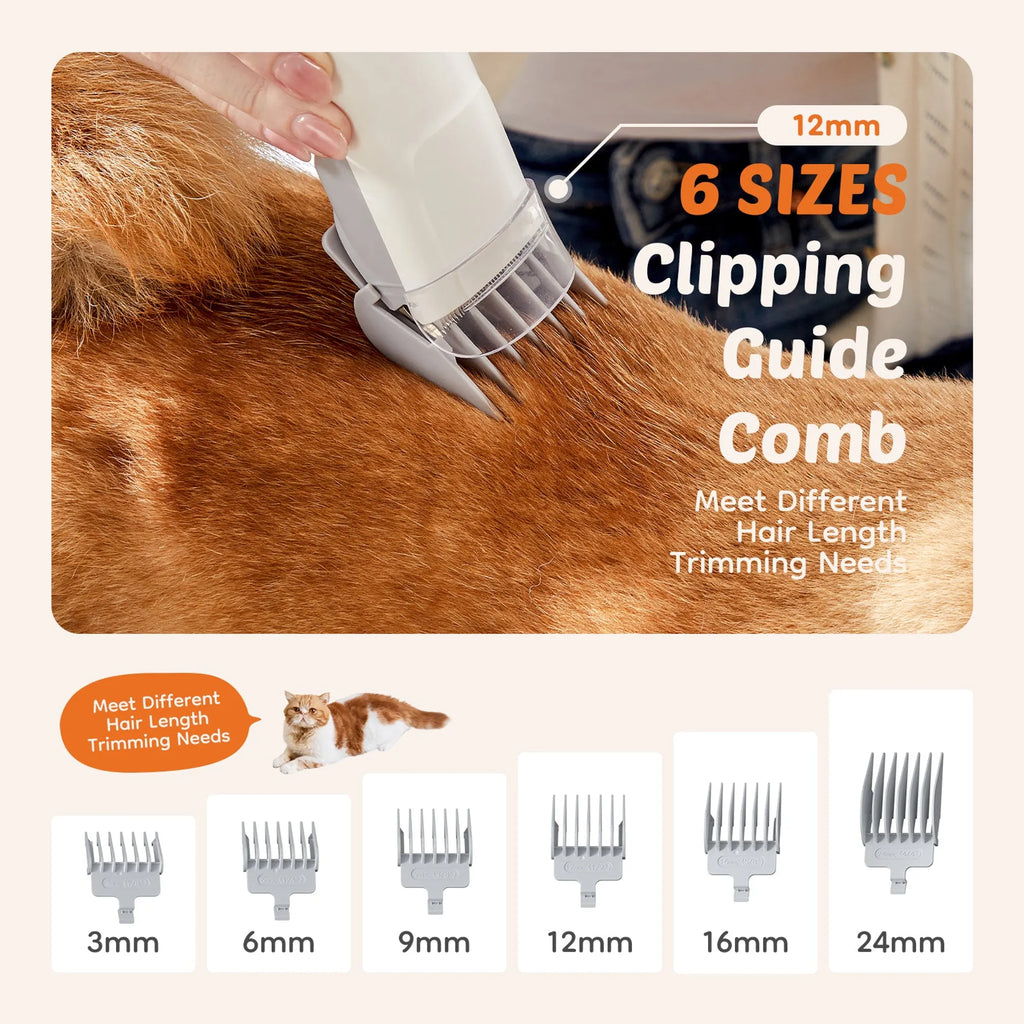 BlakHom professional pet grooming clippers with 2.5L collection cup and three suction modes, suitable for grooming pets at home.