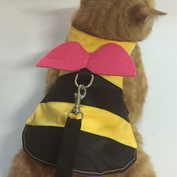 Cute Bee Costume Cat Rope Walking Chest Strap