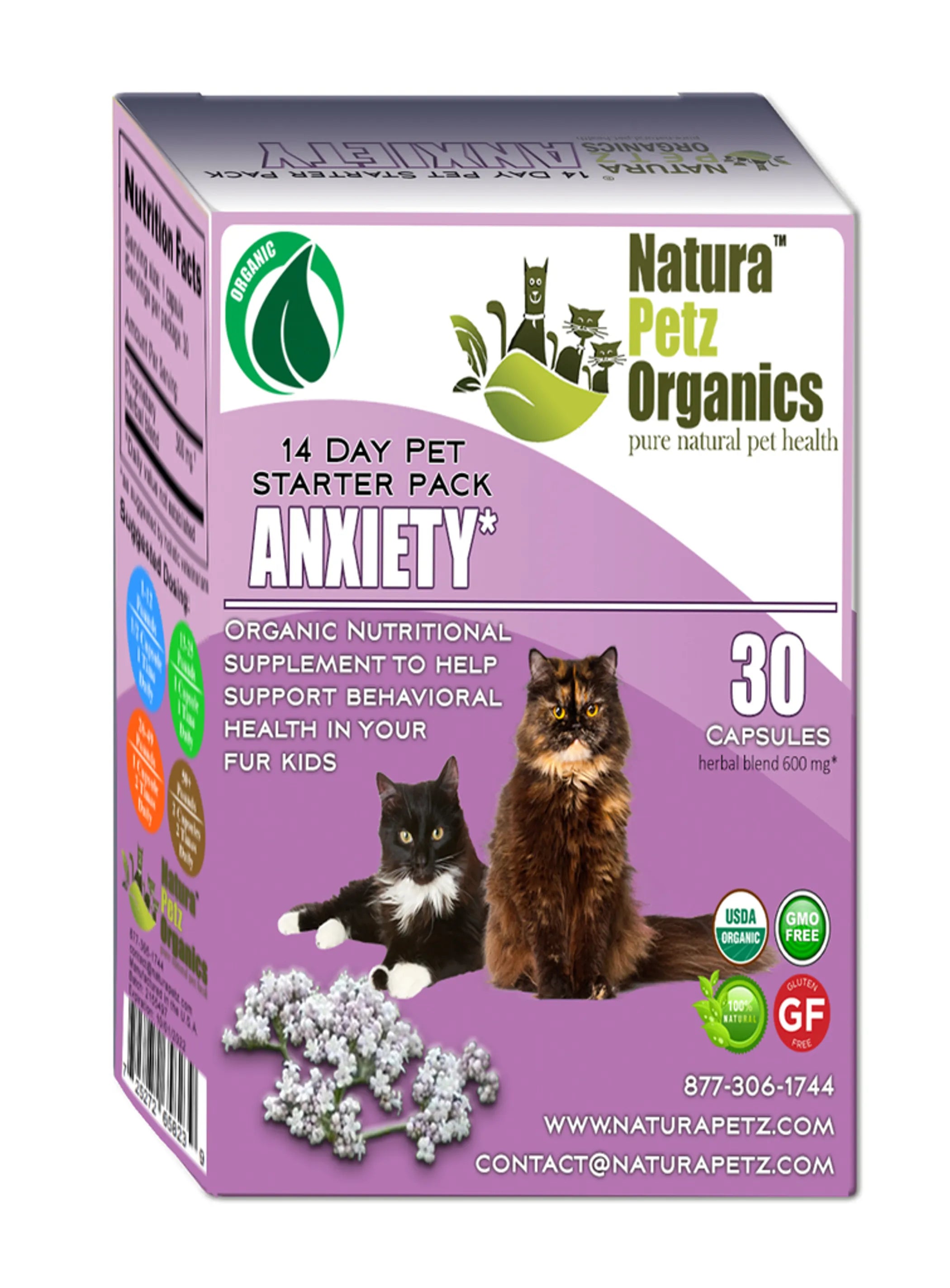 Organic Pet Systems Anxiety Starter Pack for Dogs & Cats, animal vitamins and supplements for calming and stress relief.
