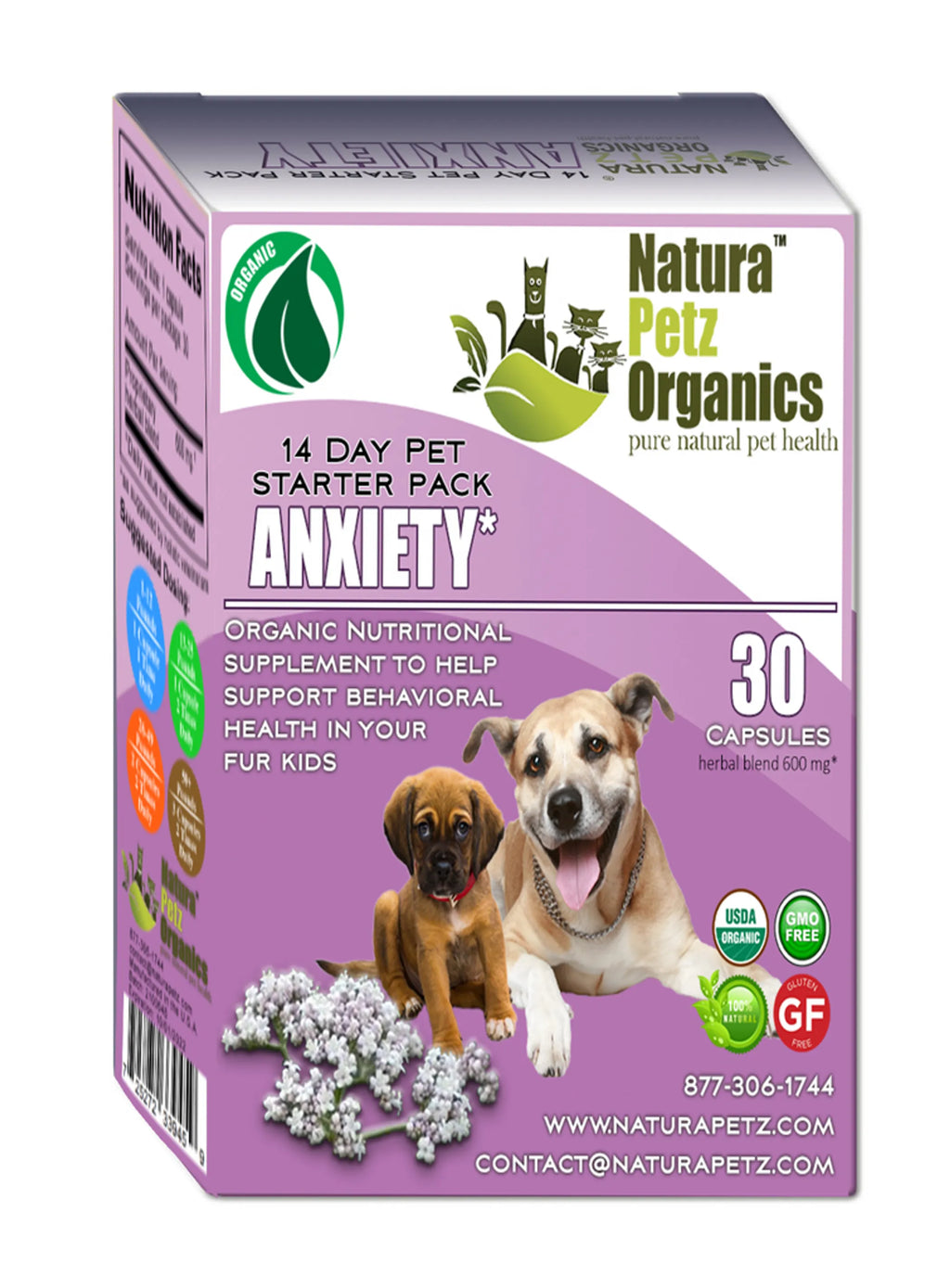 Organic Pet Systems Anxiety Starter Pack for Dogs and Cats, animal vitamins and supplements for calming and stress relief.