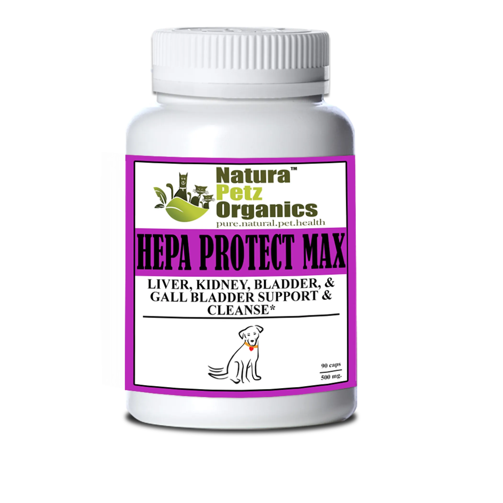 Organic Pet Systems Hepa Protect Max capsules for dogs, liver, kidney, bladder, and gall bladder support and detox supplement.