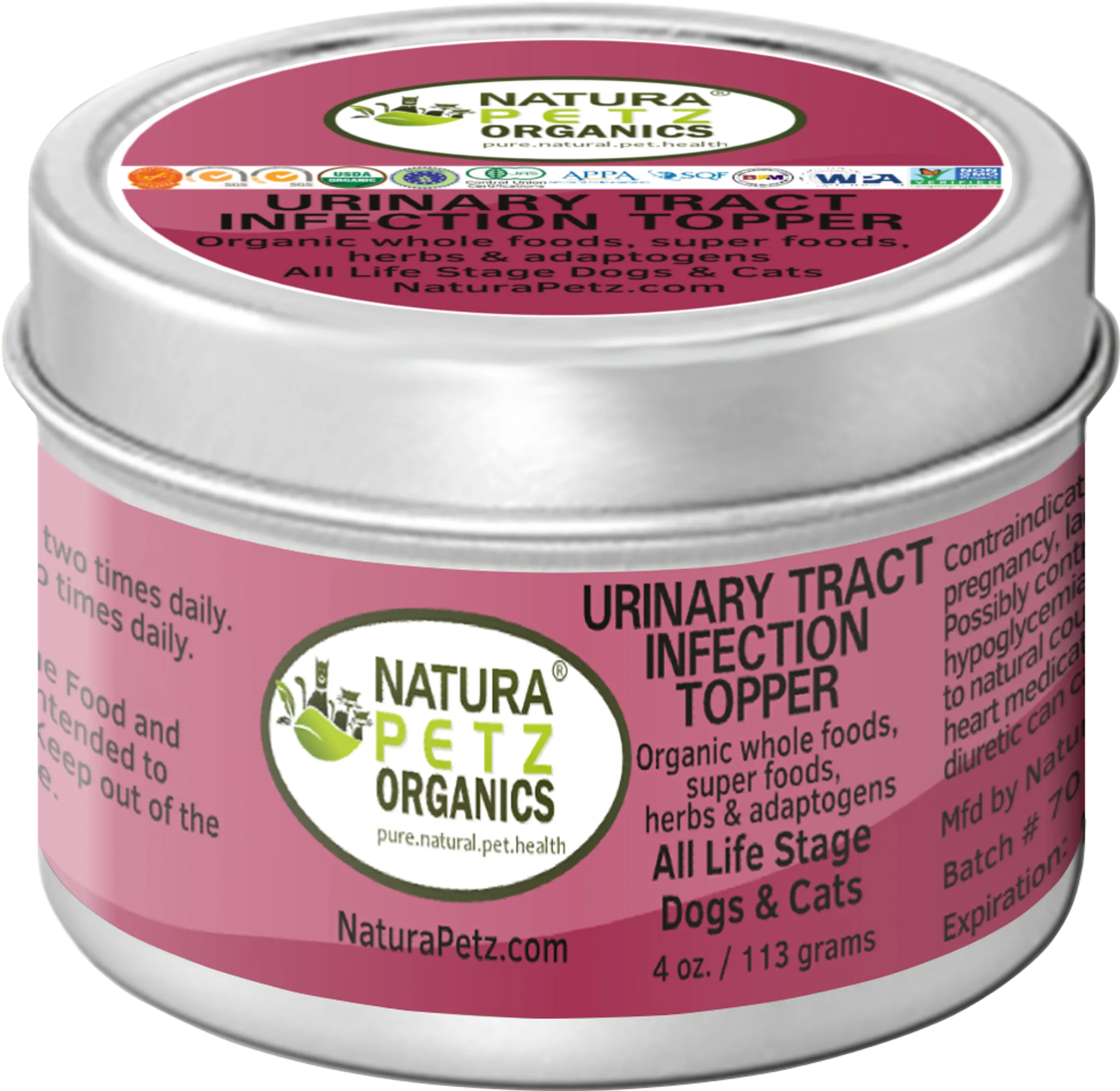 Organic Pet Systems Urinary Wellness Max Meal Topper for dogs and cats, featuring natural ingredients for urinary health.