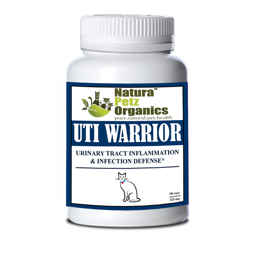 Organic Pet Systems Uti Warrior Max supplement for dogs and cats, supporting urinary tract health and infection relief.