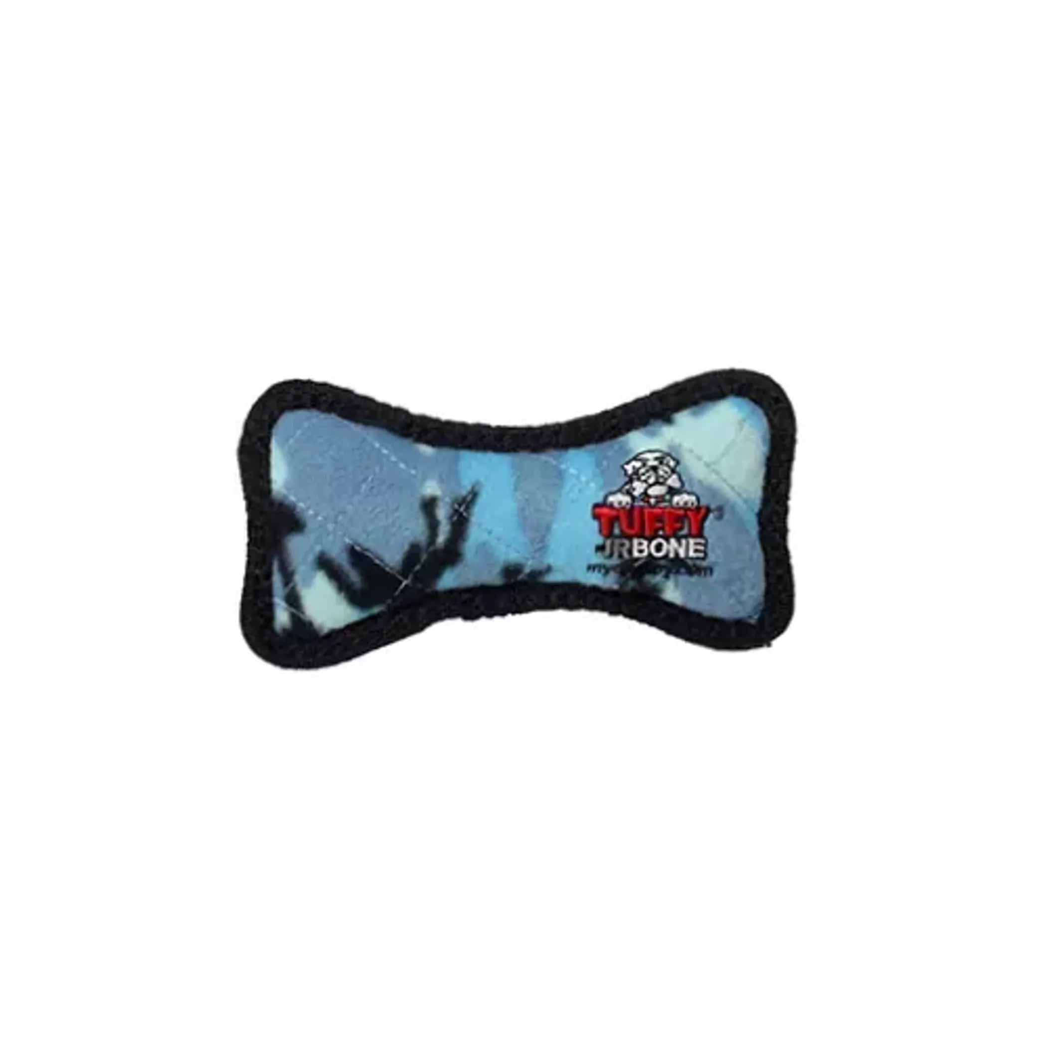 Yellow Tuffy Jr. dog bone chew toy by VIP Products, durable and soft for dogs to chew and play with.