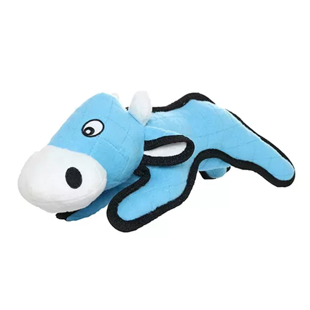 Durable plush Tuffy Barnyard Cow dog toy by VIP Products, designed for interactive play and chewing fun.