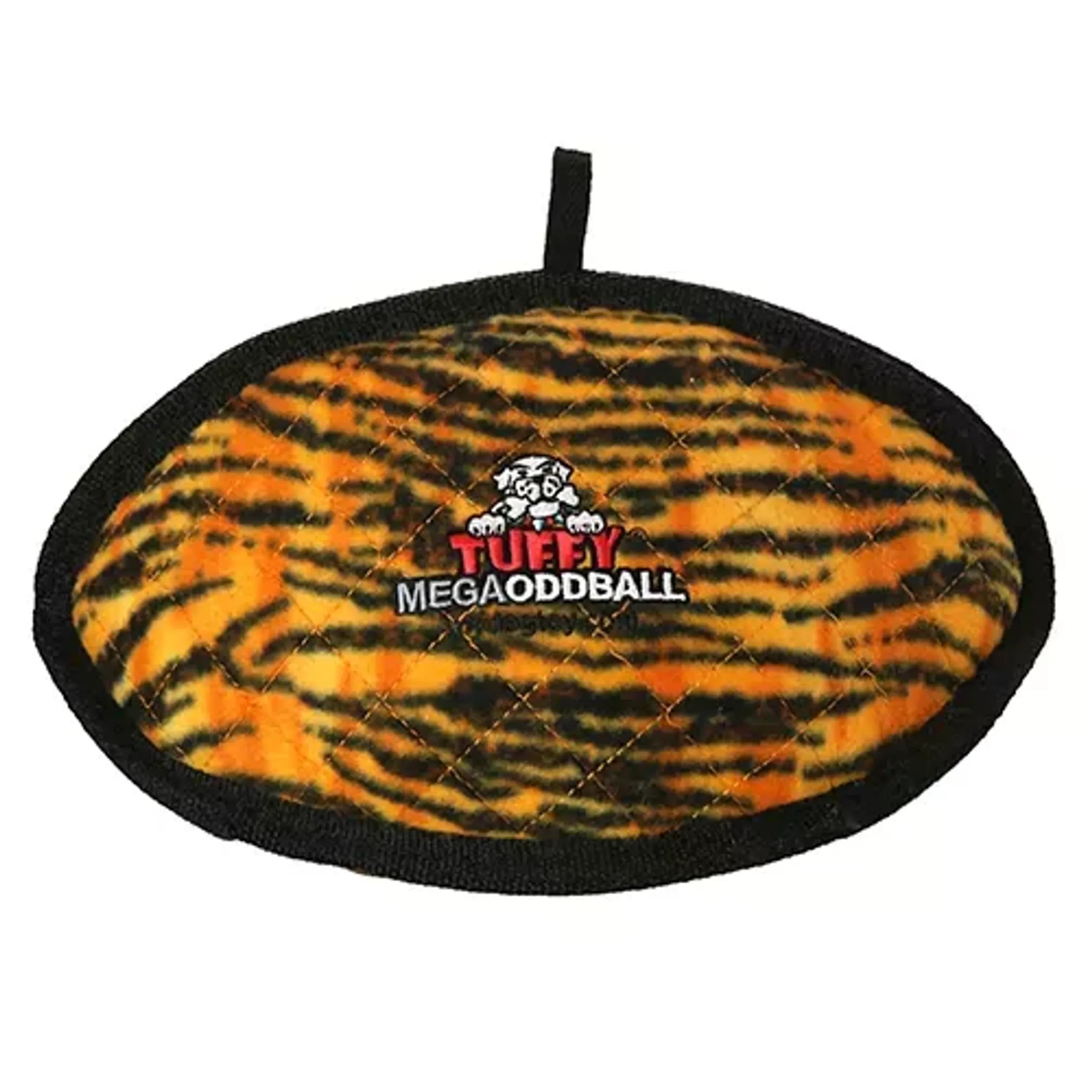Colorful Tuffy Mega Odd Ball dog toy by VIP Products, durable rubber ball designed for playful dogs.