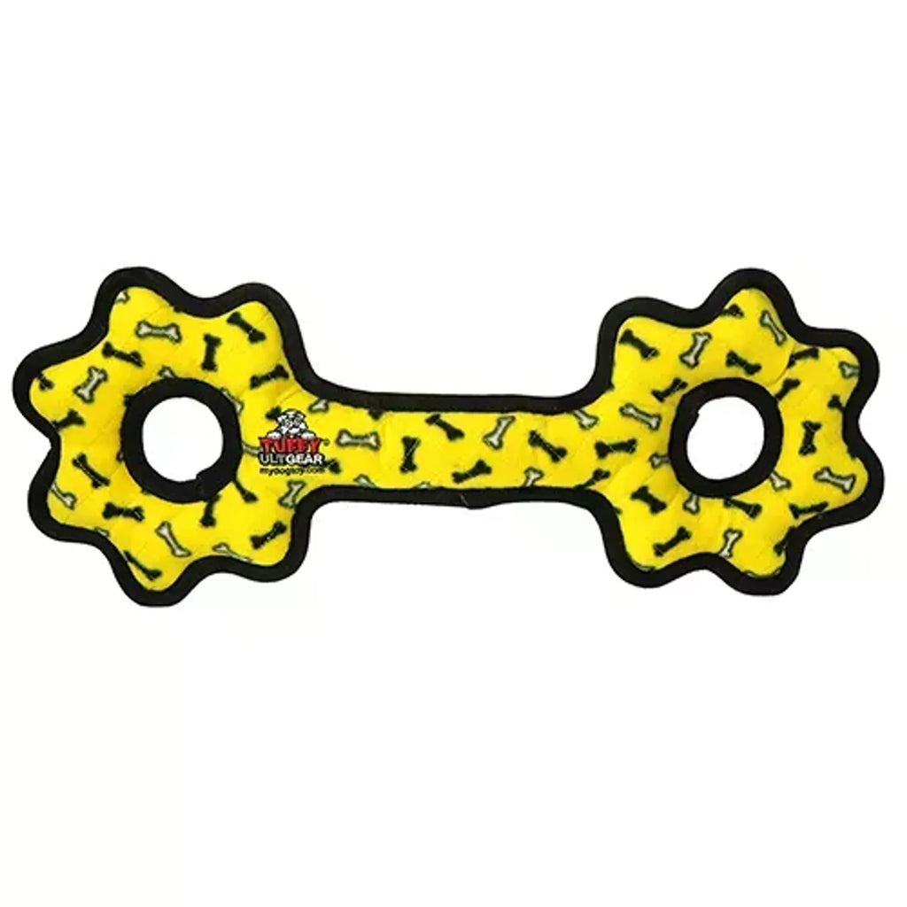 Durable Tuffy Ultimate Tug-O-Gear dog toy by VIP Products, featuring rugged fabric and reinforced handles for interactive play.