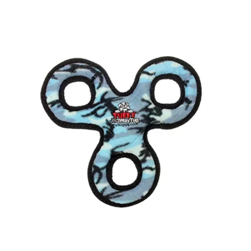 Red Tuffy Jr 3WayTug dog toy from VIP Products, durable tug toy with red paw design for dogs.