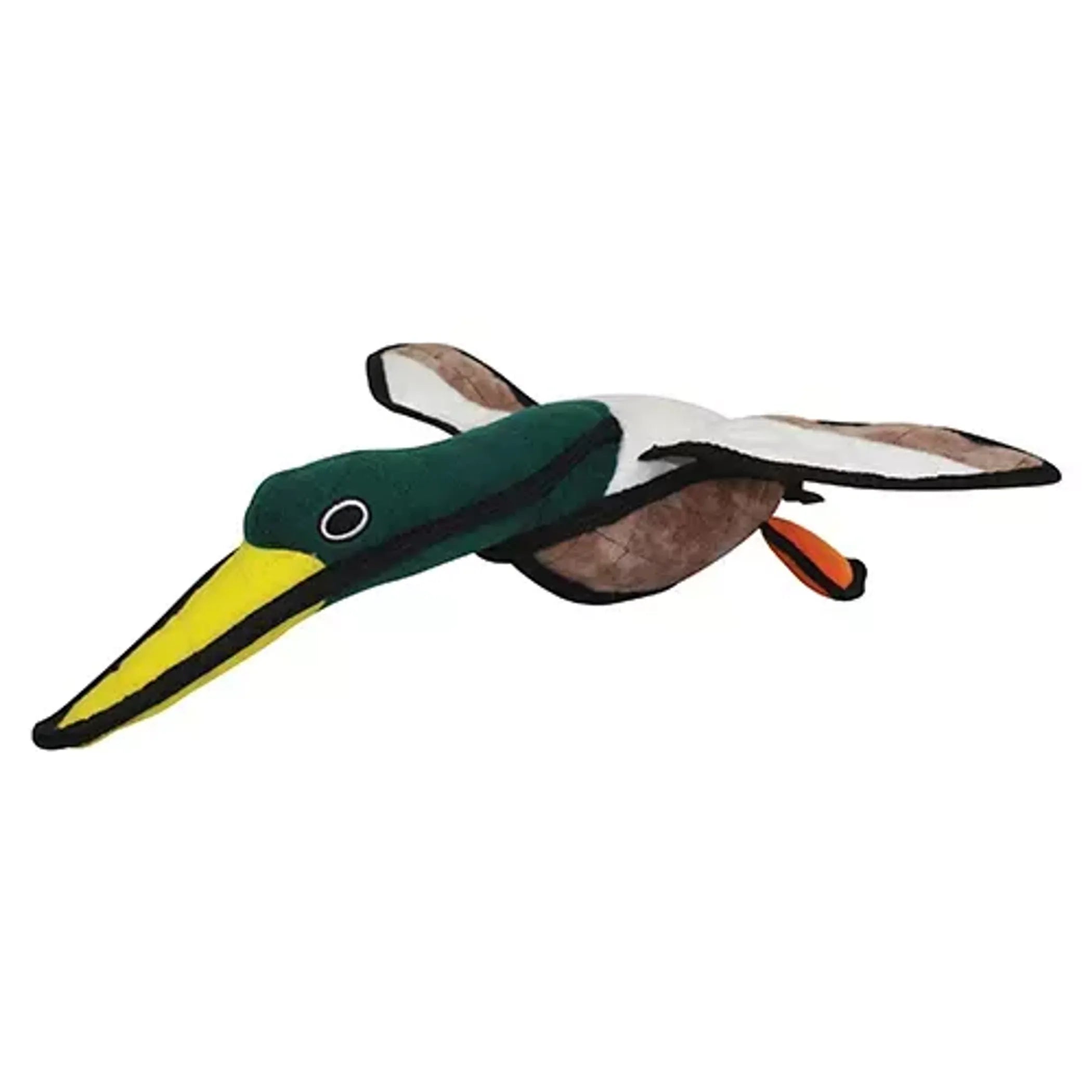 VIP Products Tuffy Barnyard Duck dog toy with durable plush exterior and squeaker for interactive play.