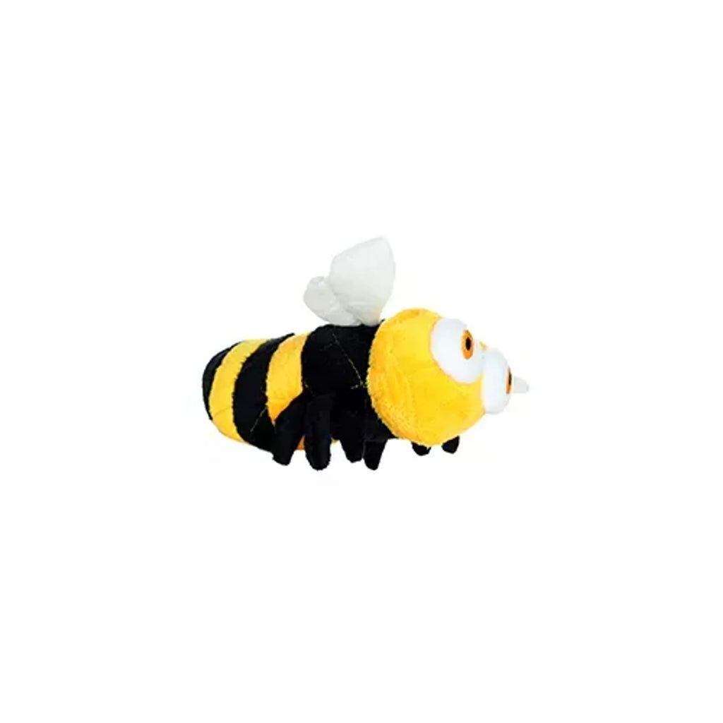 Soft plush Mighty Jr Bug Bee dog toy by VIP Products, interactive squeaky toy for dogs, featuring a colorful bee design.
