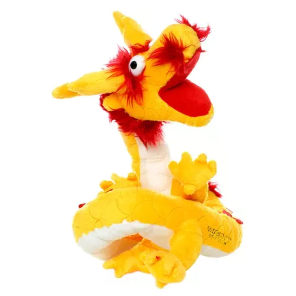 Colorful VIP Products Mighty Dragon dog toy with textured surface, designed for chewing and play for dogs.
