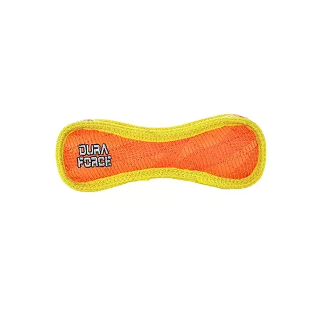Duraforce Jr Bone Tiger dog toy by VIP Products, durable interactive chew toy for dogs, shown in a vibrant tiger design.