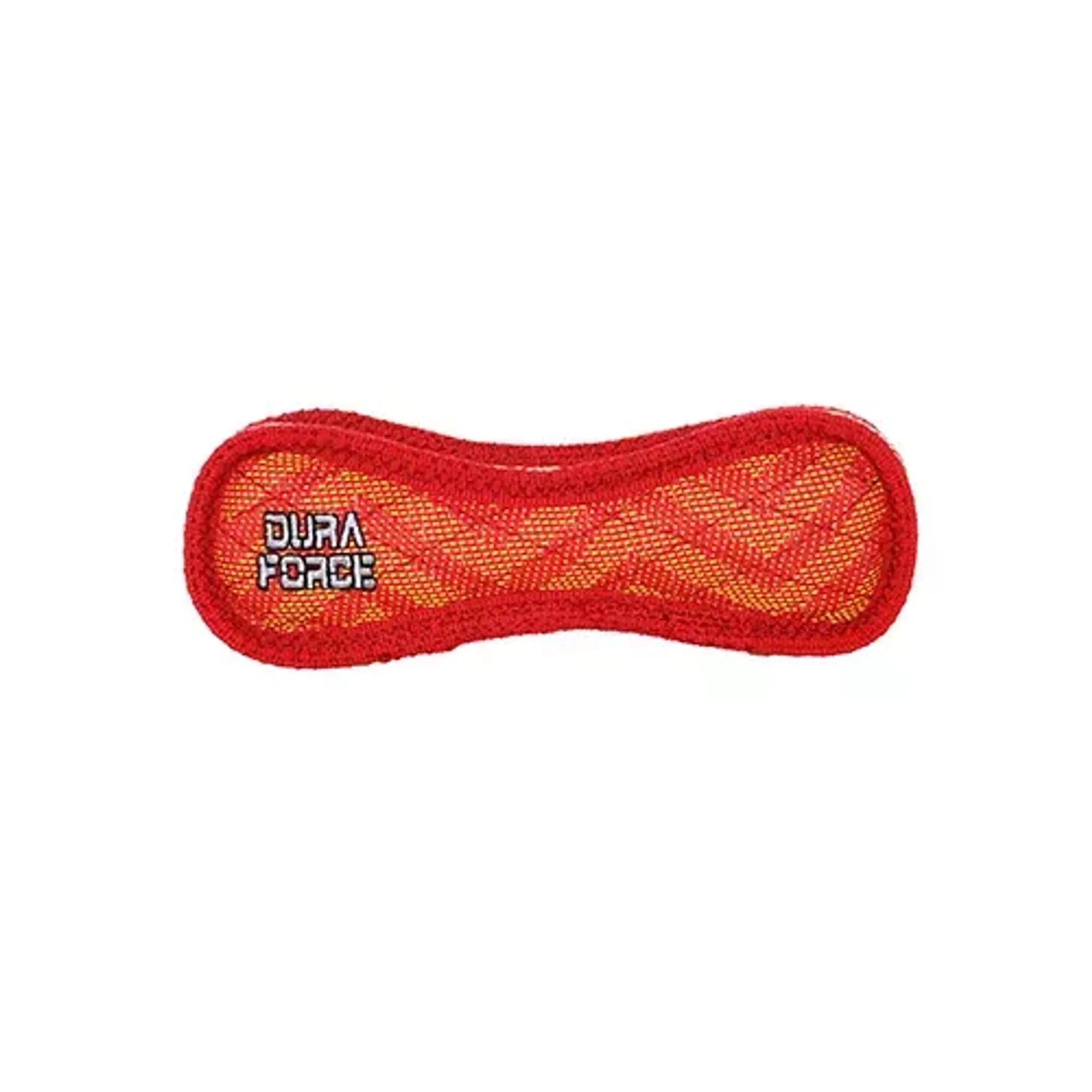 Duraforce Jr Bone Tiger dog toy by VIP Products, a durable interactive chew toy for dogs in bright orange and black tiger design.