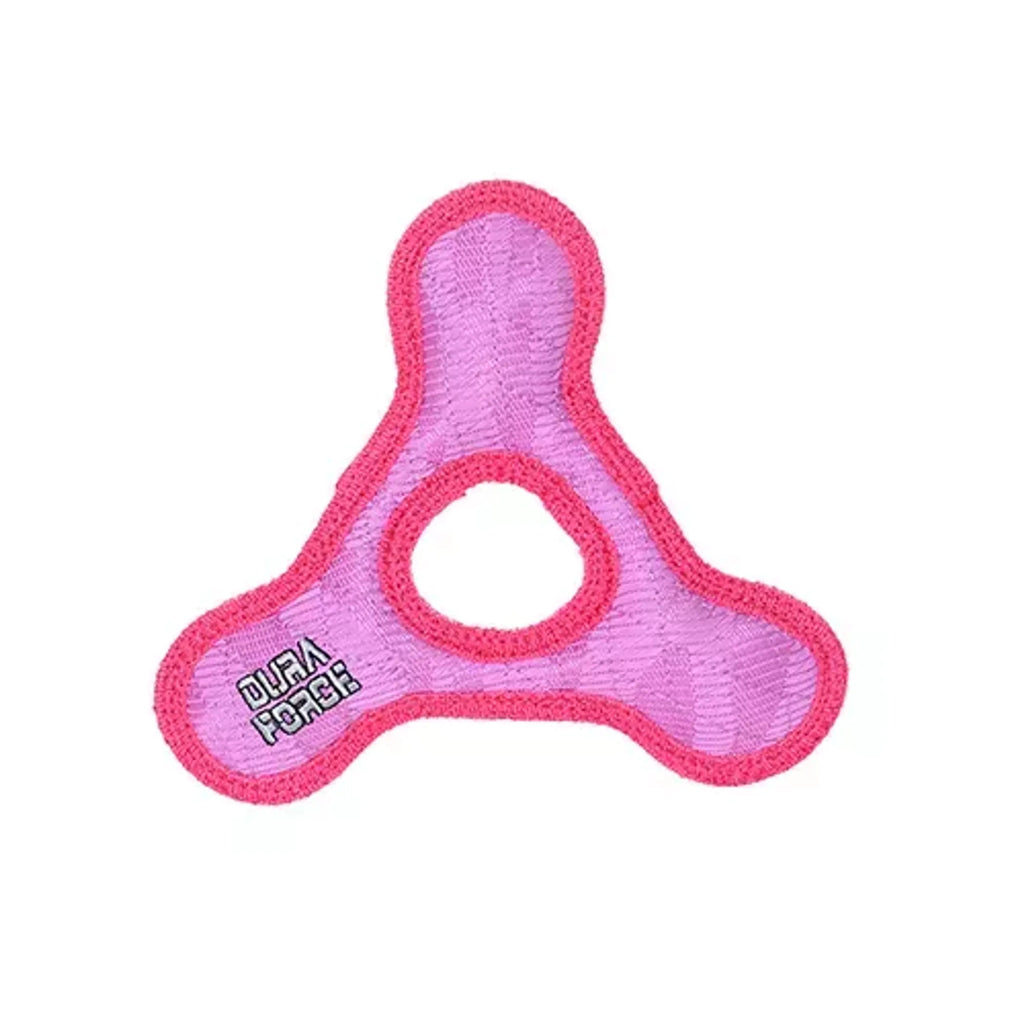 VIP Products DuraForce Jr Triangle Ring Tiger Dog Toy, durable chew toy for dogs, featuring a tiger pattern and sturdy design.