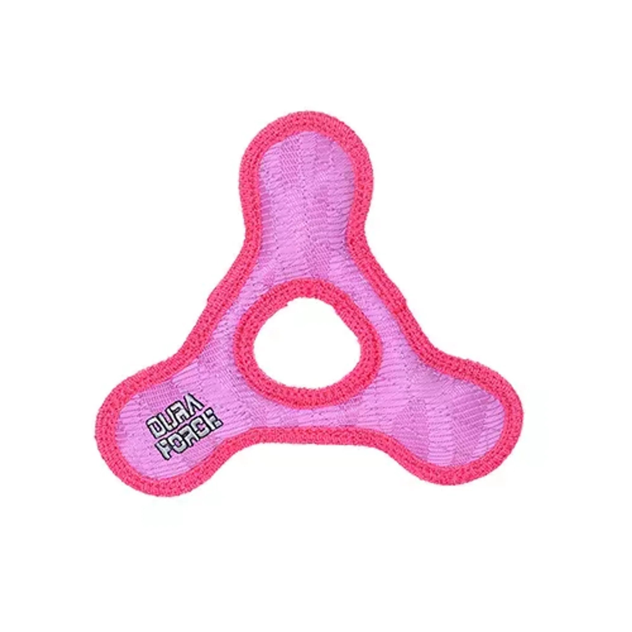 VIP Products DuraForce Jr Triangle Ring Tiger Dog Toy, durable chew toy for dogs, featuring a tiger pattern and sturdy design.