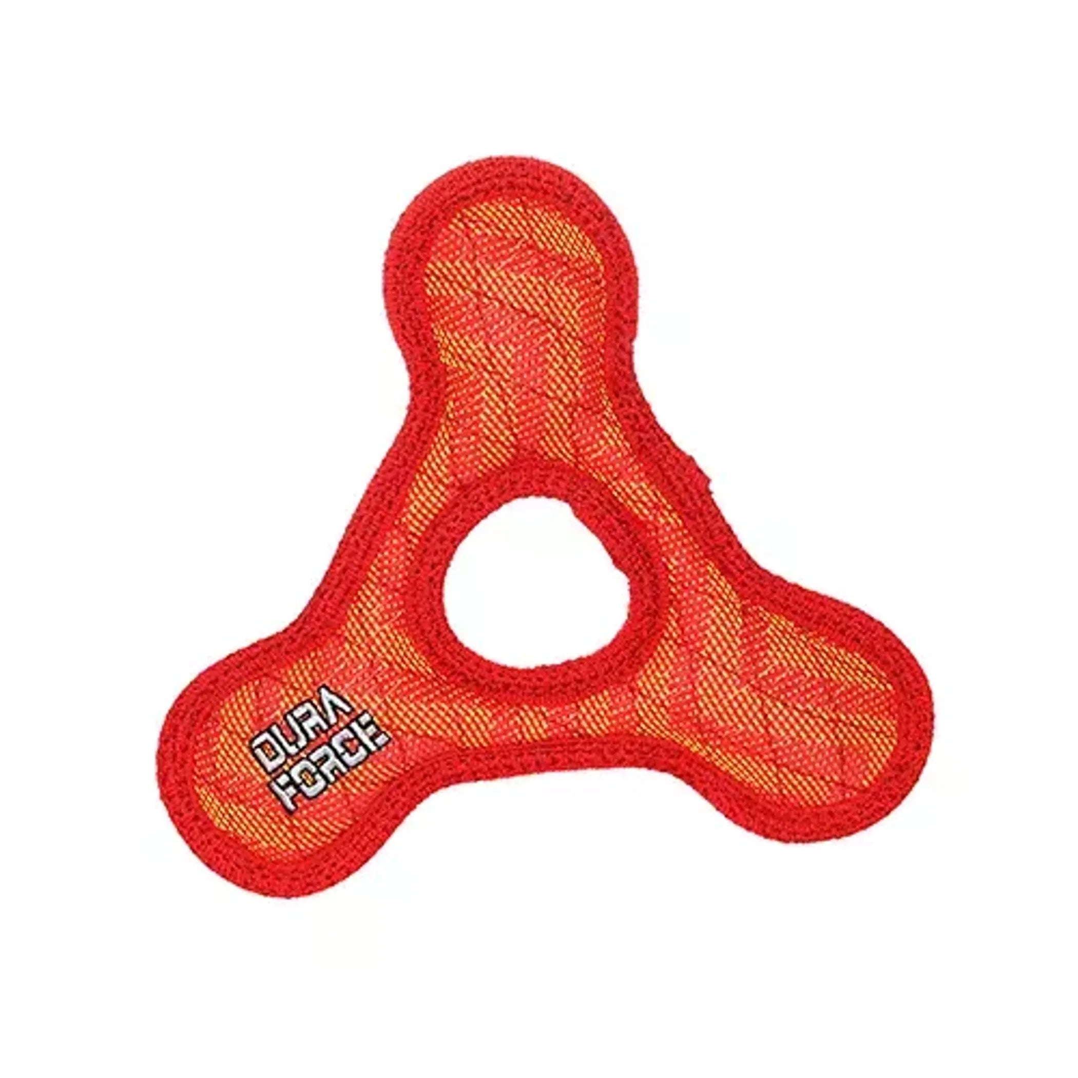 VIP Products DuraForce Jr Triangle Ring Tiger dog toy, durable chew toy made for aggressive chewers, featuring bright tiger design.