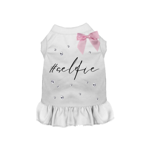 Dog clothing: Bark Fifth Avenue #SELFIE pet dress for stylish dogs and cats, featuring a colorful, fashionable design.