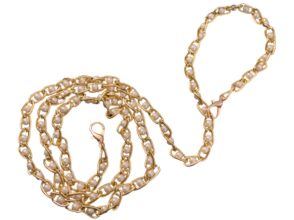 Pearlluxe dog leash by Bark Fifth Avenue, featuring a sleek design and sturdy hardware for secure walking.