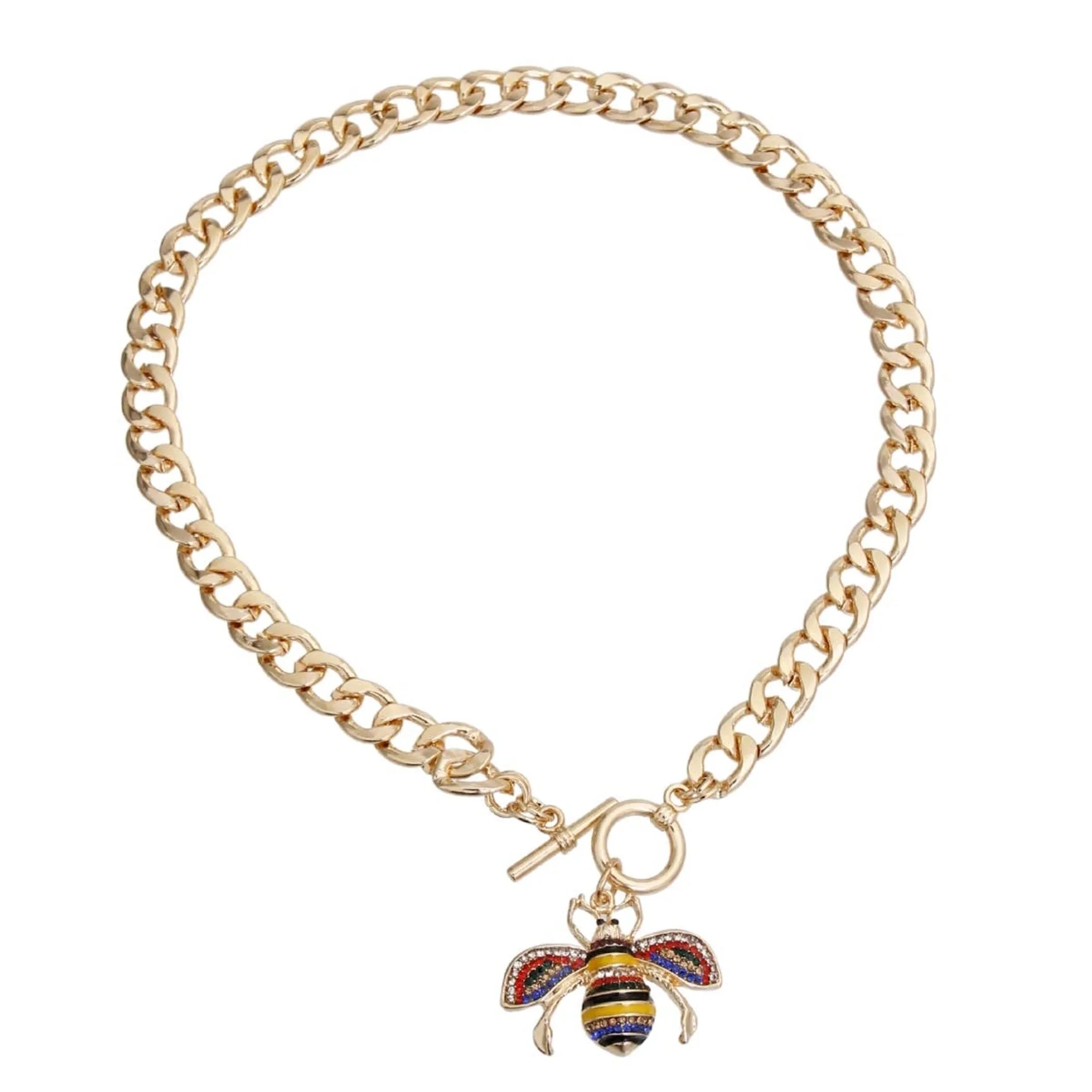 Dog collar featuring a rhinestone bee toggle from Bark Fifth Avenue, stylish accessory with decorative bee detail.