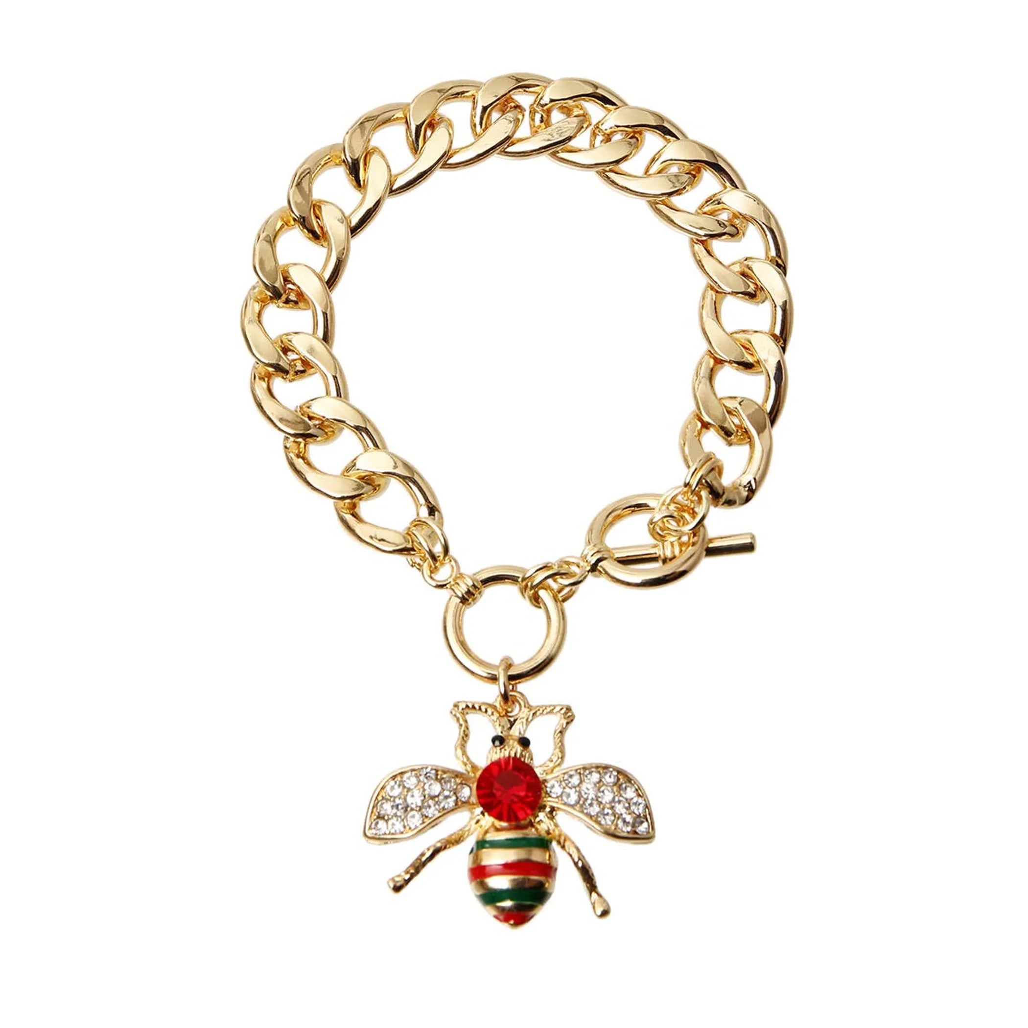 Dog collar with rhinestone bee toggle charm, Bark Fifth Avenue, stylish pet accessory in black leather with decorative details.