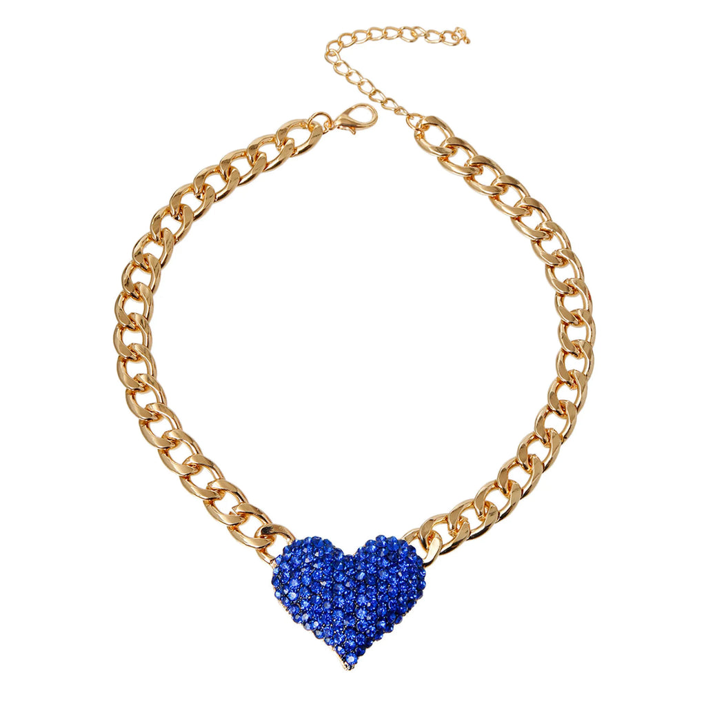 Dog collar with rhinestone heart charm for pets, by Bark Fifth Avenue, featuring a stylish design for dogs and cats.