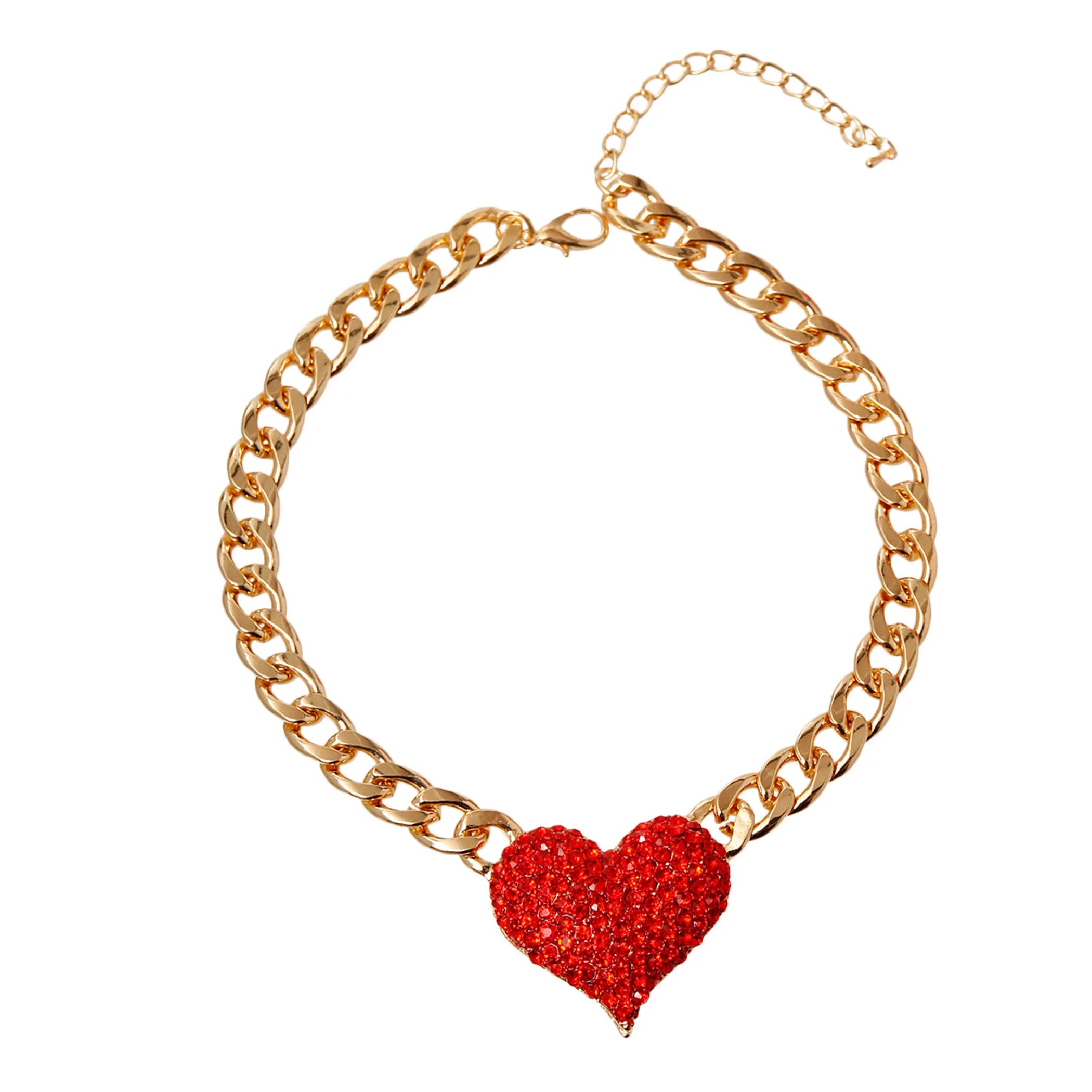 Dog collar with rhinestone heart pendant from Bark Fifth Avenue, featuring a stylish pet necklace for dogs and cats.