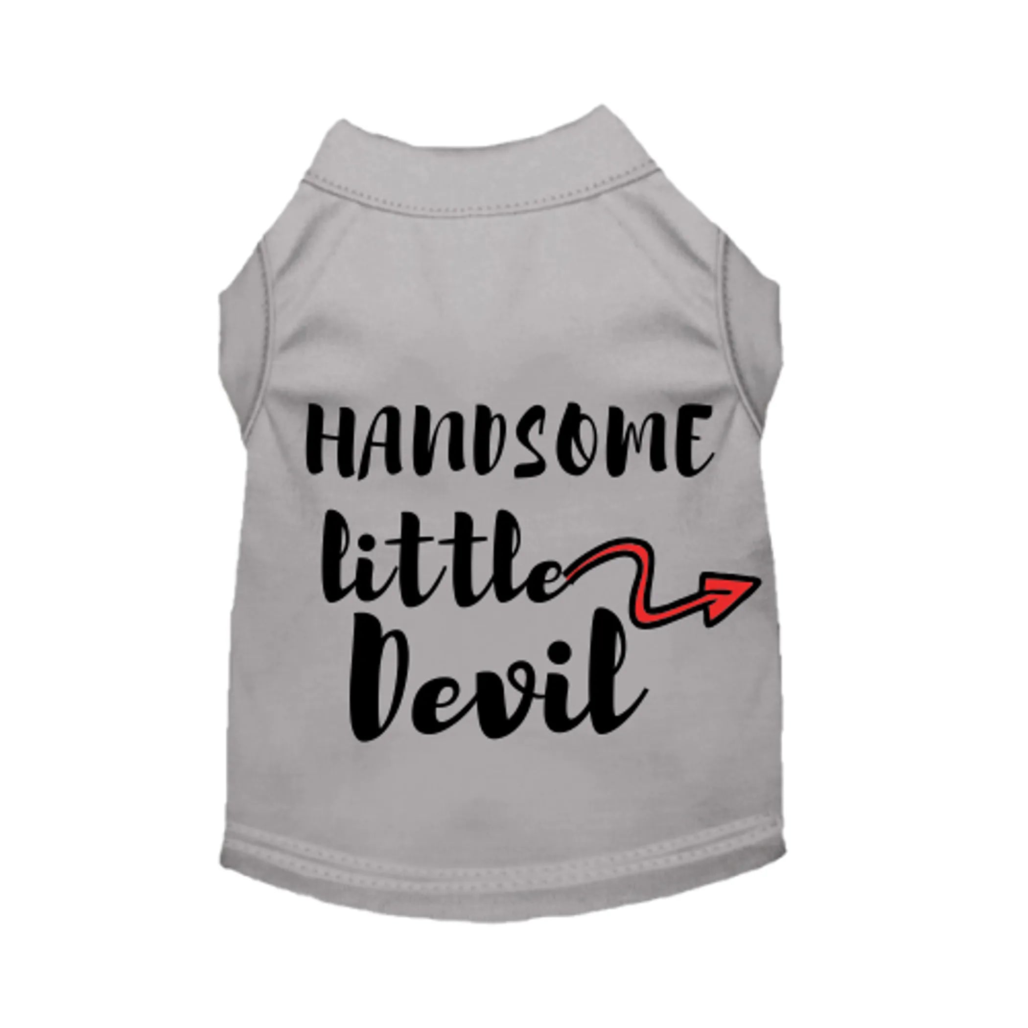 Cute dog wearing a Little Devil Dog Shirt by Bark Fifth Avenue, showcasing stylish pet clothing with playful design.